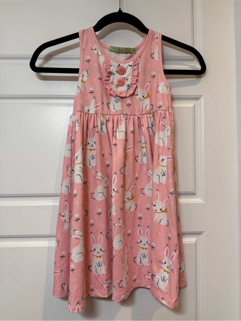 Millie Loves Lily Girls' Sleeveless Pink Bunny Print Dress Size 6